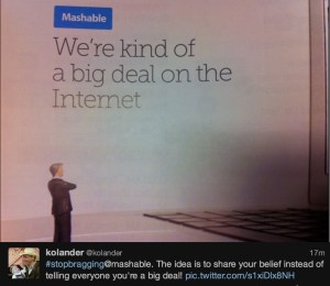 Small Army EVP, Steve Kolander calls out Mashable for bragging at SXSW. Small Army EVP, Steve Kolander calls out Mashable for bragging at SXSW.